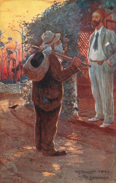 Tipi australiani: Il Vagabondo (litografia a colori) da Albert Henry Fullwood