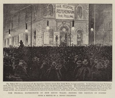 Il referendum federale nel Nuovo Galles del Sud, pubblicazione dei risultati a Sydney da Albert Henry Fullwood