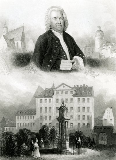 Ritratto di Johann Sebastian Bach (1685-1750) e Monumento da Albert Henry Payne