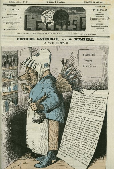 Caricatura di “La casalinga, storia naturale”. Copertina in “L