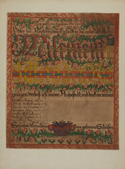 Certificato di morte tedesco della Pennsylvania da Albert J. Levone