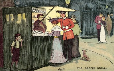 La bancarella del caffè, Londra da Albert Jnr. Ludovici