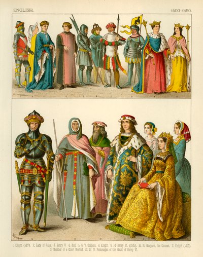 Costume inglese 1400-1450 da Albert Kretschmer
