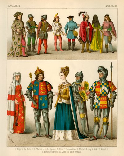 Costume inglese 1450-1500 da Albert Kretschmer