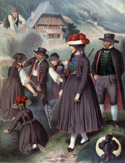 Contadini nei dintorni di Baden, c.1860 (incisione) da Albert Kretschmer
