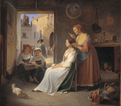Una Giovane Donna Italiana adornata dalla Madre da Albert Küchler