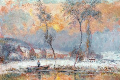 Alba, sulla neve, sullo stagno di Chalou-Moulin da Albert Lebourg