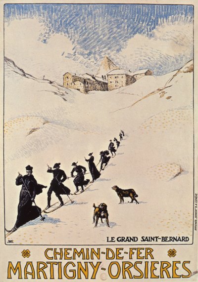 Poster pubblicitario della ferrovia francese da Martigny a Orsieres, 1913 da Albert Muret