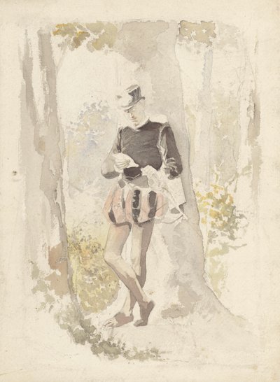 Giovane in piedi che legge una lettera da Albert  Neuhuys