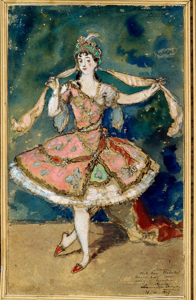 Costume preparatorio per "Il padiglione di Armide", balletto di Nikolai Tcherepnine (1873-1945) - Opera di Alexander Nikolayevich Benois (1870-1960) da Albert Nikolayevich Benois