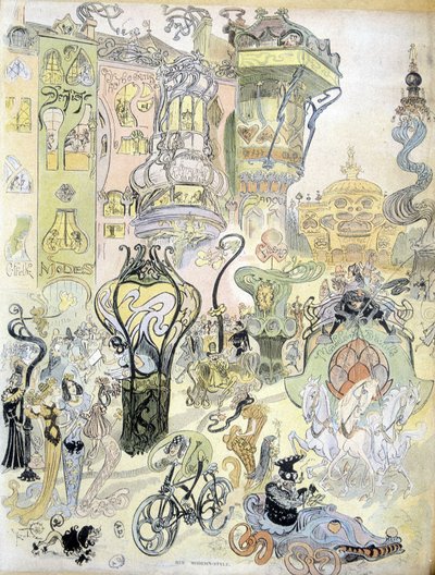 Una città moderna - stile di Robida (disegno) da Albert Robida