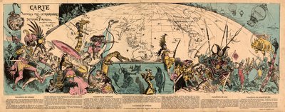 Carta dei viaggi straordinari di Saturnin Farandoul da Albert Robida