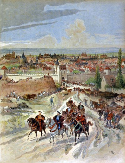 Francesco I che lascia Parigi da Albert Robida