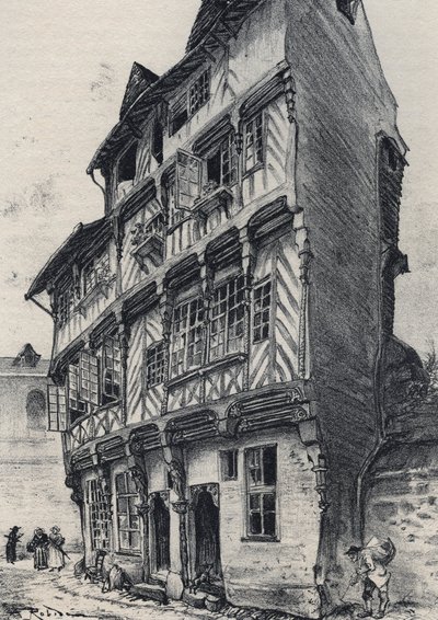 Casa rue Saint Guillaume a Rennes - Vecchia Francia - Bretagna - testo, disegni e litografie di Albert Robida da Albert Robida