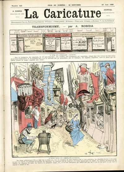 Illustrazione di Albert Robida (1848-1926) per la copertina di La Caricature (1880) da Albert Robida