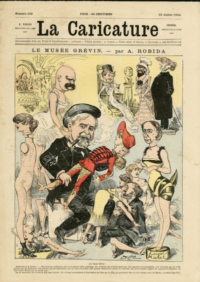 Illustrazione di Albert Robida (1848-1926) per la copertina di La Caricature (1880) da Albert Robida