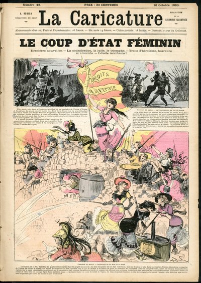 Illustrazione di Albert Robida (1848-1926) per la copertina di La Caricature (1880) da Albert Robida