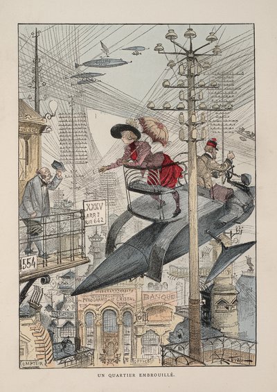 Illustrazione per Le vingtième siècle: La vie électrique da Albert Robida