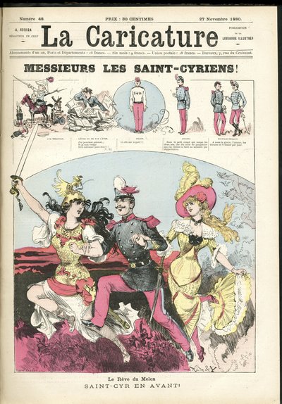 Illustrazione di Albert Robida (1848-1926) per la copertina di La Caricature (1880) da Albert Robida