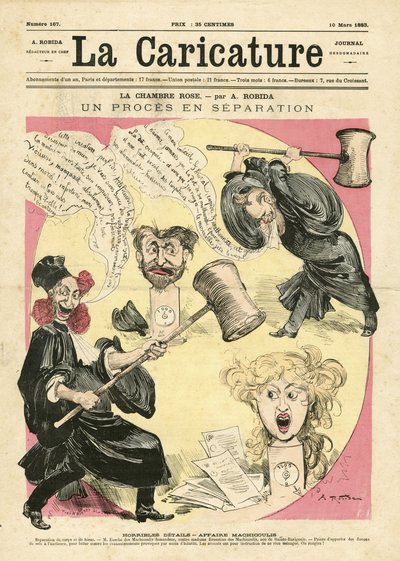 Illustrazione di Albert Robida (1848-1926) per la copertina di La Caricature (1880) da Albert Robida