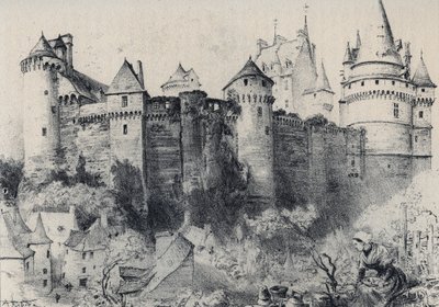 La Chateau fort de Vitre en Ille-et-Vilaine - La vieille France - La Bretagne - testo, disegni e litografie di Albert Robida (1848-1926) fine XIX secolo da Albert Robida