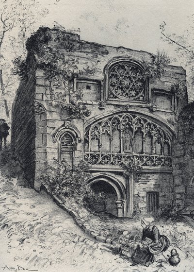 La fontana delle Carmelitane a Morlaix - La vieille France - La Bretagne - testo, disegni e litografie di Albert Robida (1848-1926) senza data fine XIX secolo da Albert Robida