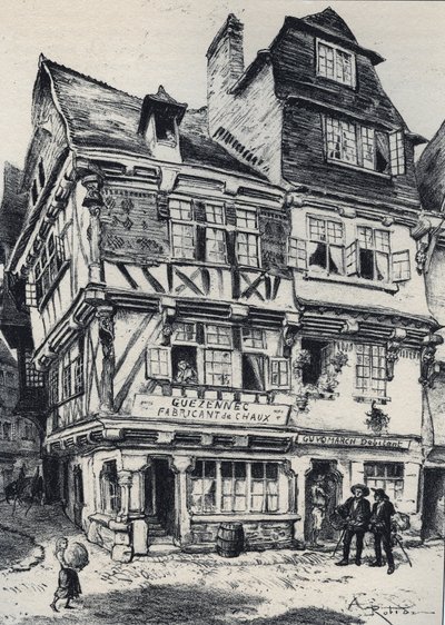 La venelle aux pastes a Morlaix - La vieille France - La Bretagne - testo, disegni e litografie di Albert Robida (1848-1926) fine XIX secolo da Albert Robida
