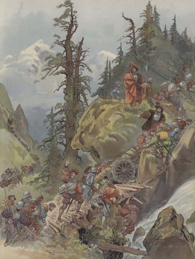 Il passaggio delle Alpi da Albert Robida
