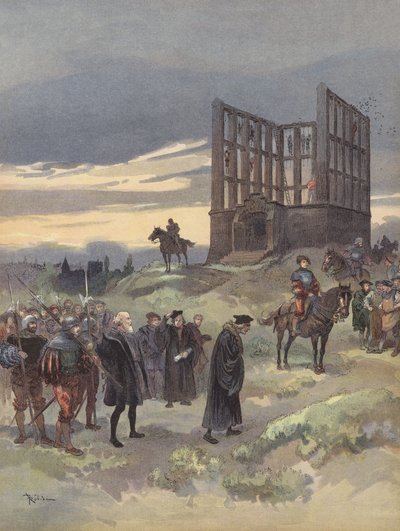 Il sovrintendente Semblancay condannato a morte, sale al patibolo di Montfaucon da Albert Robida