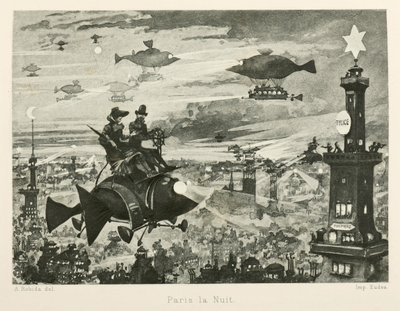 Parigi di notte, il ventesimo secolo da Albert Robida