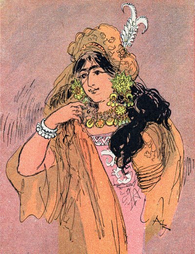 Ritratto della principessa Badroulbadour Illustrazione di Albert Robida (1848-1926) per il racconto 