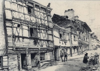 Rue Fardel a Saint Brieuc (Saint-Brieuc) - Vecchia Francia - Bretagna - testo, disegni e litografie, di Albert Robida (1848-1926) fine XIX secolo da Albert Robida