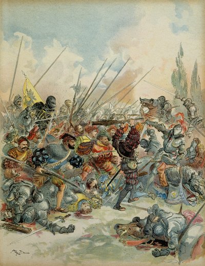 Sesta guerra italiana (1521-1526): Re Francesco I a Pavia il 24 febbraio da Albert Robida