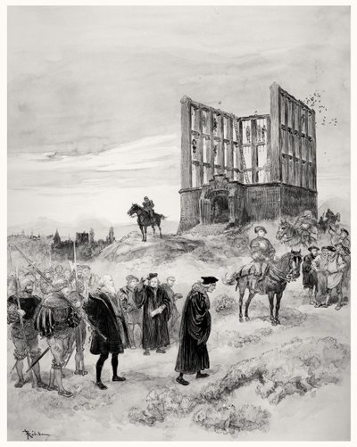 Il Sovrintendente Jacques de Semblançay (c.1445-1527) condannato a morte, che sale al patibolo di Montfaucon, 1909 da Albert Robida