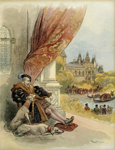 Gli ultimi giorni di Francesco I (1494-1547), al castello di Rambouillet. Illustrazione da Albert Robida