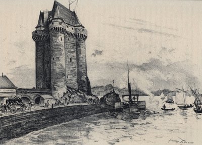 La torre Solidor fortificata a Saint-Malo, quartiere di Saint-Servan - La vieille France - La Bretagne - testo, disegni e litografie di Albert Robida (1848-1926). da Albert Robida