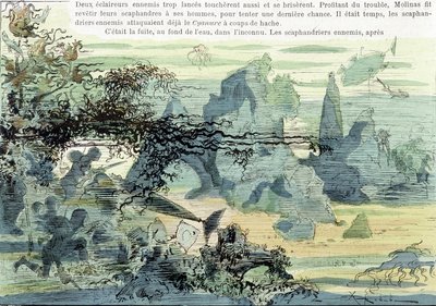 Scena di guerra sottomarina. In "Guerra nel XX secolo" di Robida, fine XIX secolo da Albert Robida