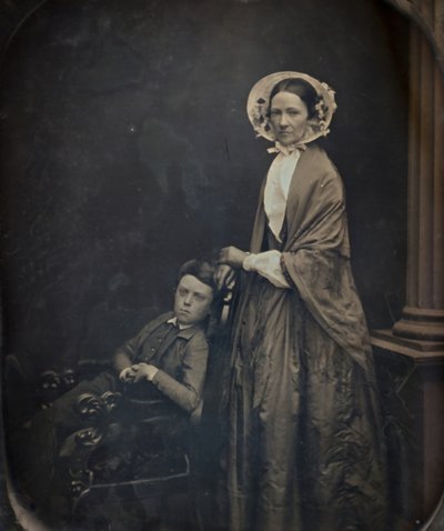 Senza titolo Una donna con cappello e scialle, con il suo figlio seduto, c. 1850 da Albert Sands Southworth, Josiah Johnson Hawes