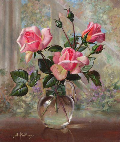 Madame Butterfly Rose in un Vaso di Vetro da Albert Williams
