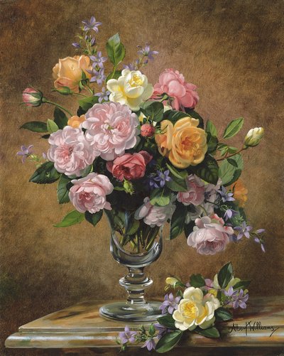 Rose in un vaso di vetro da Albert Williams