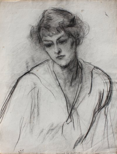 Ritratto a mezzo busto di una giovane ragazza, inclinata in avanti da Albert de Belleroche