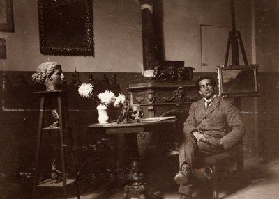 Lo scultore Mario Pelagatti nel suo studio, Firenze, 20/11/1920 da Alberto Fierli