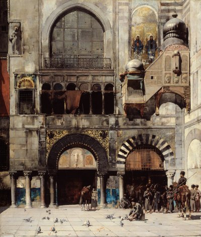 Cavalleria circassa in attesa del loro ufficiale comandante alla porta di un monumento bizantino da Alberto Pasini