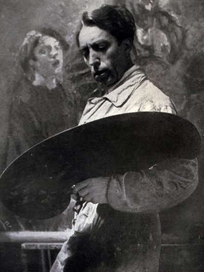 Ritratto del pittore Tullio Silvestri al lavoro nel suo studio. L