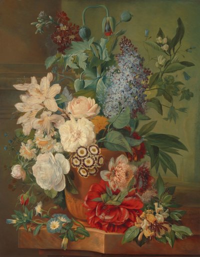 Fiori in un vaso di terracotta da Albertus Jonas Brandt
