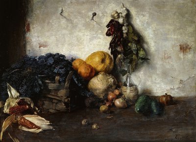 Natura morta di verdure vicino a un muro da Albin Egger Lienz