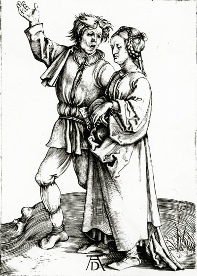 Una coppia rustica, inciso da Johannes Wierix, c.1565 da Albrecht (after) Durer or Duerer
