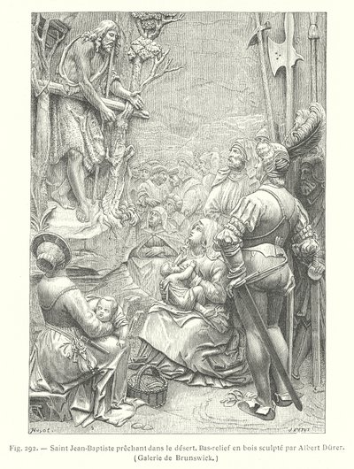 San Giovanni Battista predica nel deserto (incisione) da Albrecht (after) Durer or Duerer