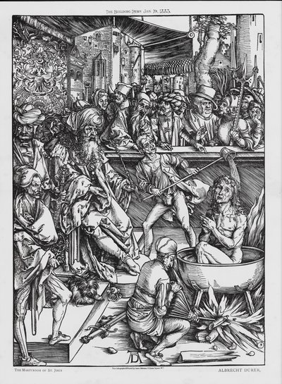 Il martirio di San Giovanni (incisione) da Albrecht (after) Durer or Duerer