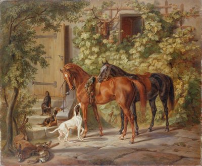 Cavalli al portico, 1843 da Albrecht Adam